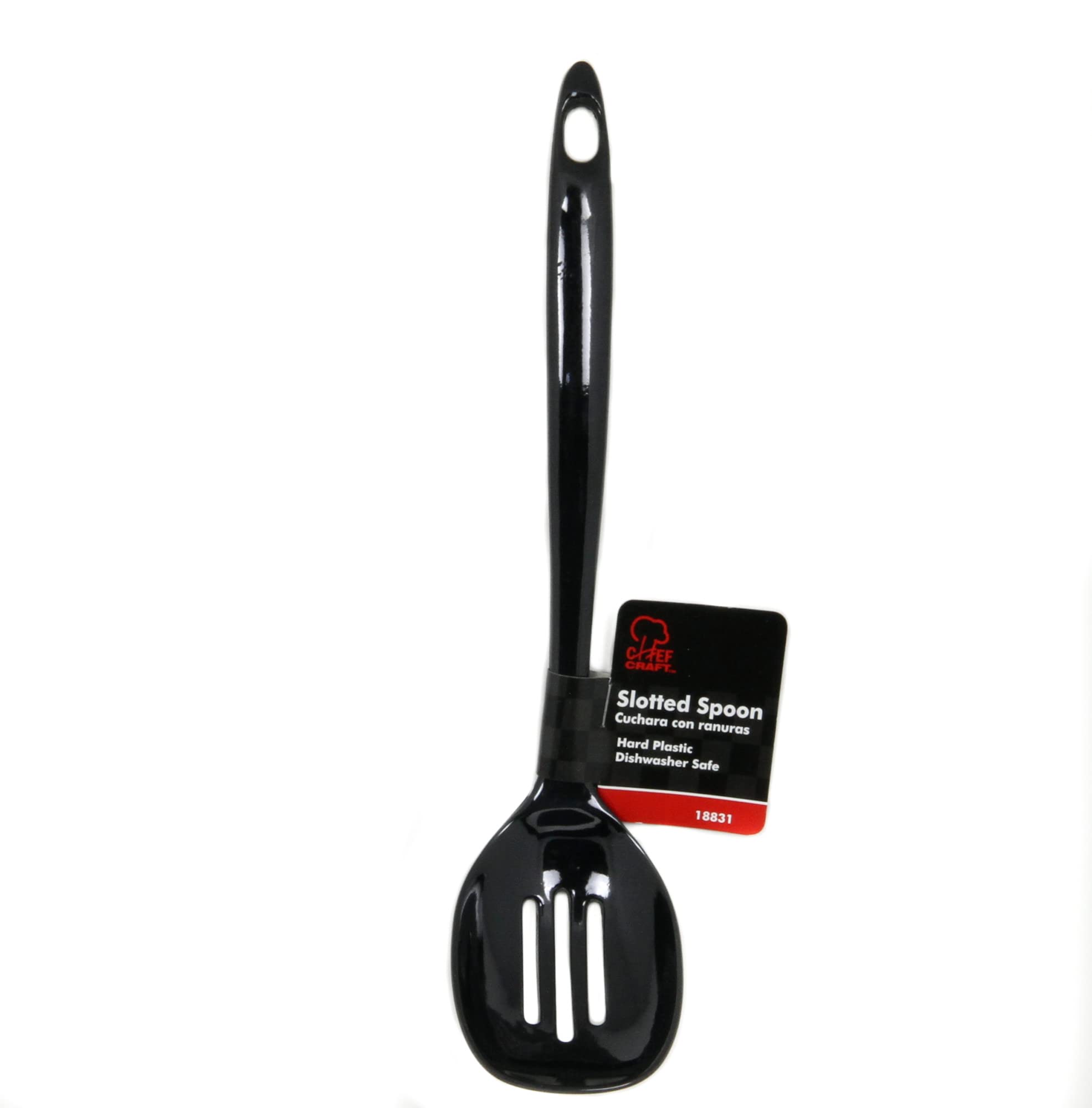 Chef Craft Basic Melamine Slotted Spoon, 11.25 Inch, Black
