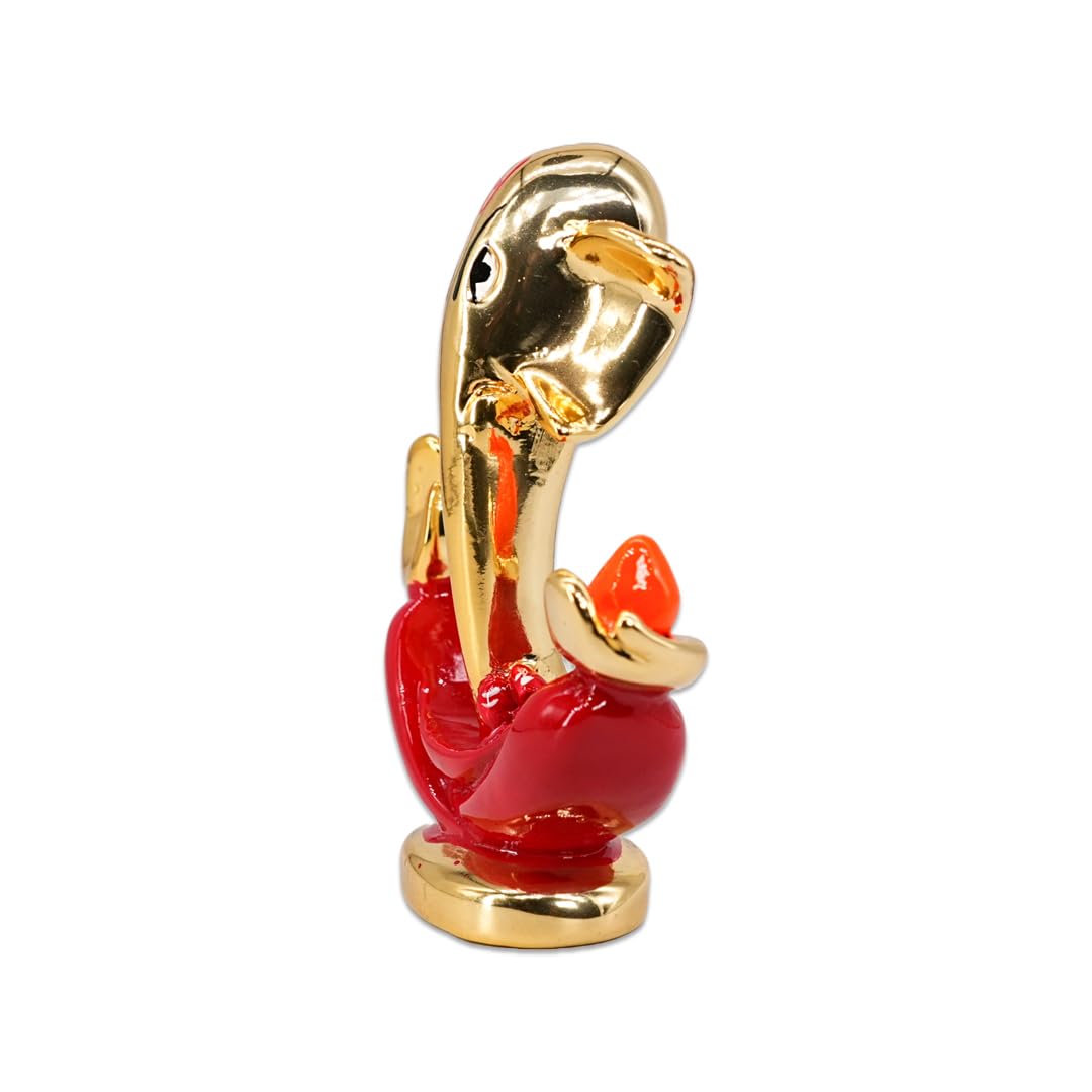 Aarya24Kt Gold Plated Anchor Ganesha |Ganpati Idol For Car Dashboard, Office Desk, Home Temple & Pooja Room | Prosperity,Success