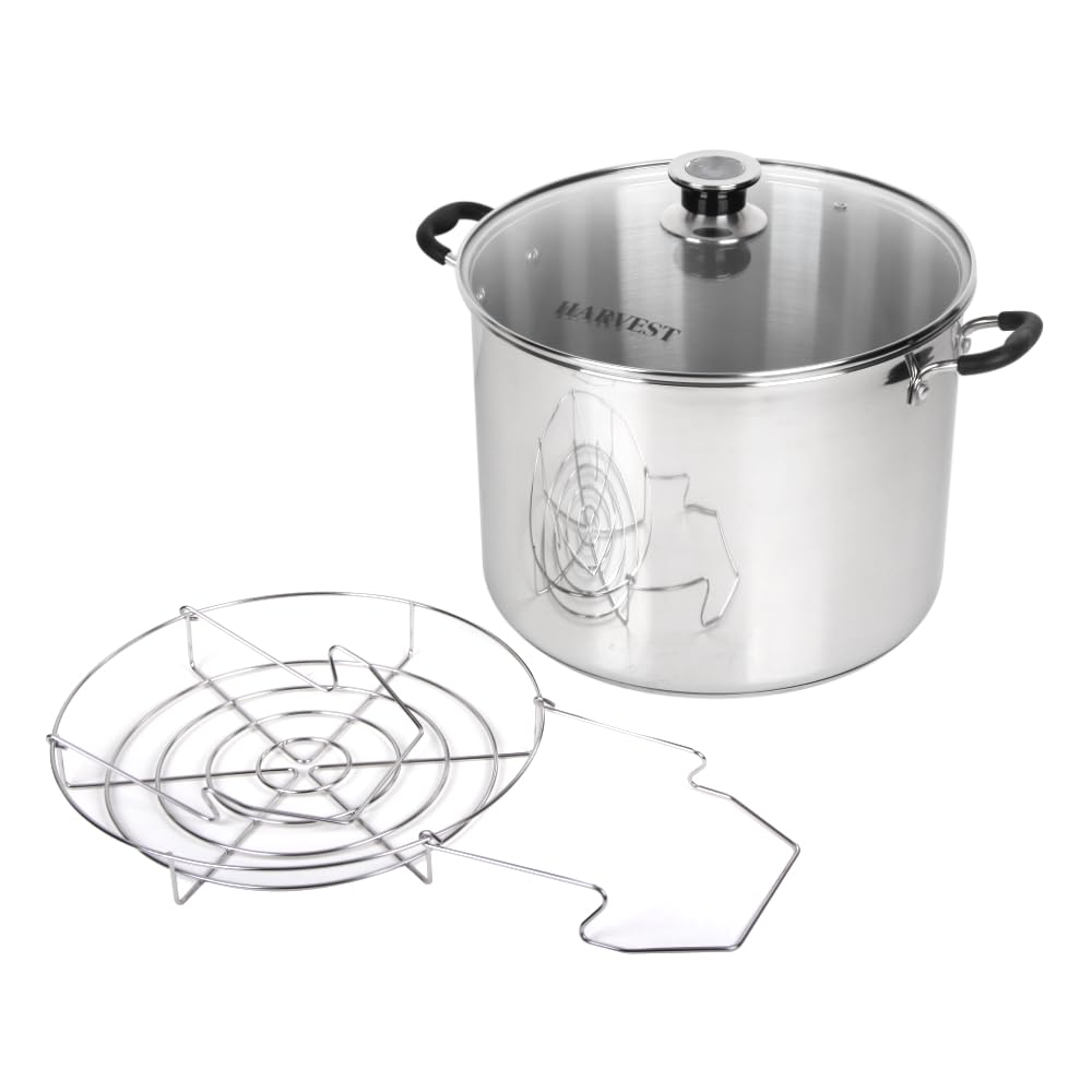 Harvest Stainless Steel 20 Qt Canning Pot with Rack | Water Bath or Steam Canning | Works on All Stovetops Including Induction, 