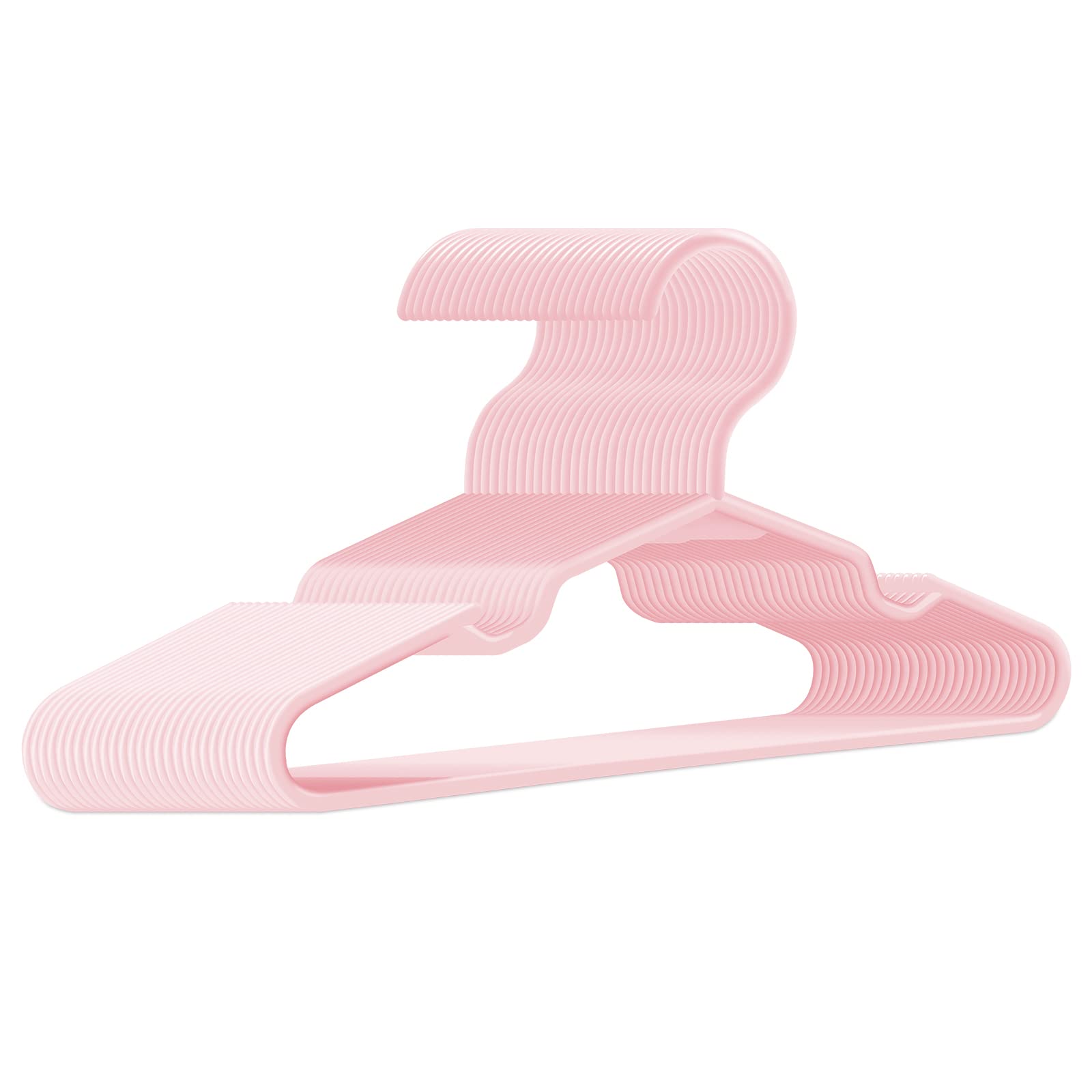 Trusir Baby Hangers For Closet 50 Pack Pink Plastic Kids Children'S Clothes Hangers Non-Slip (Pink, 50)