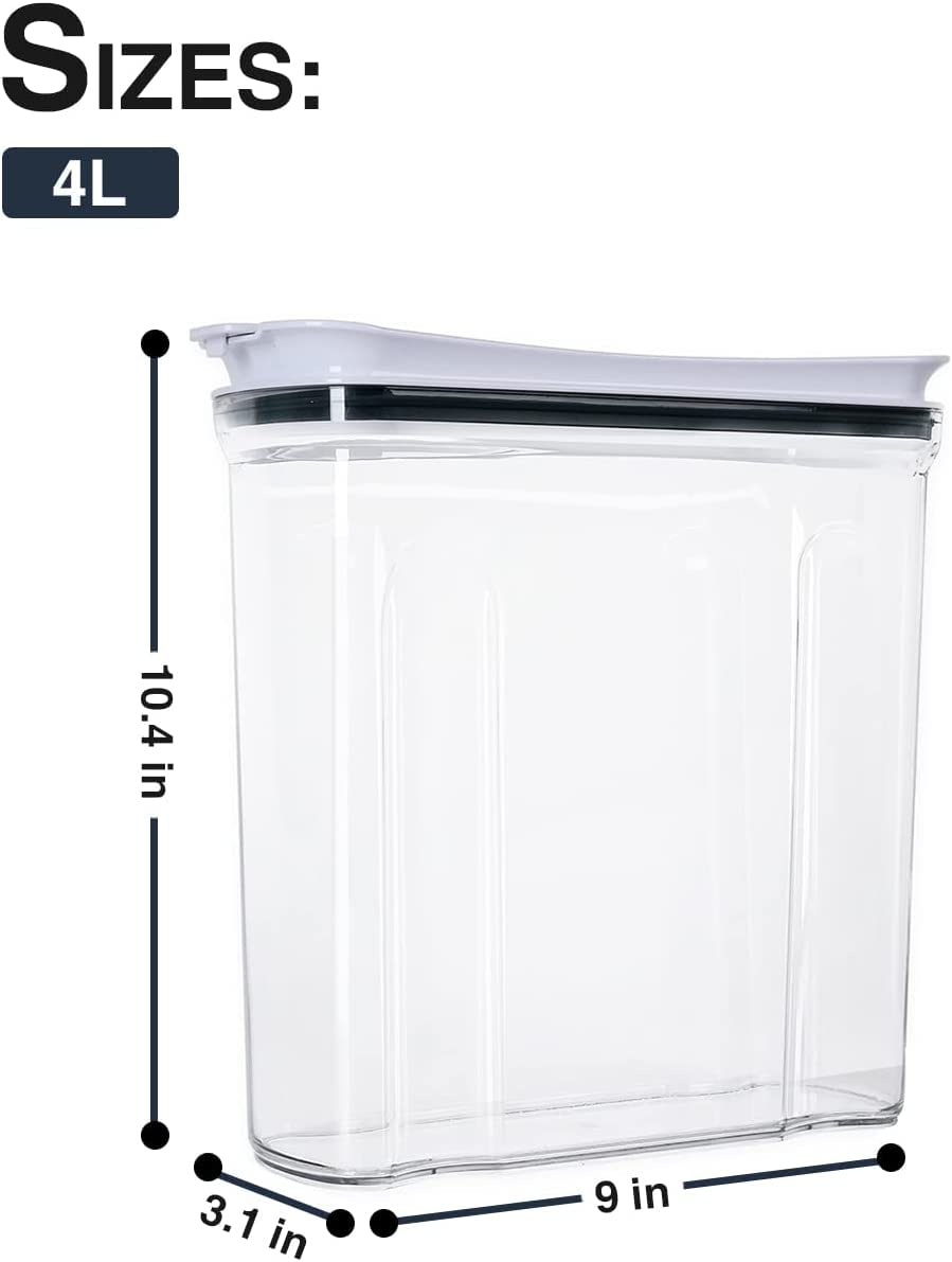 Freshkeeper Cereal Containers Storage Set, Airtight Food Storage Container With Lid 4L/135.2Oz,4Pcs Bpa-Free Plastic Pantry Orga