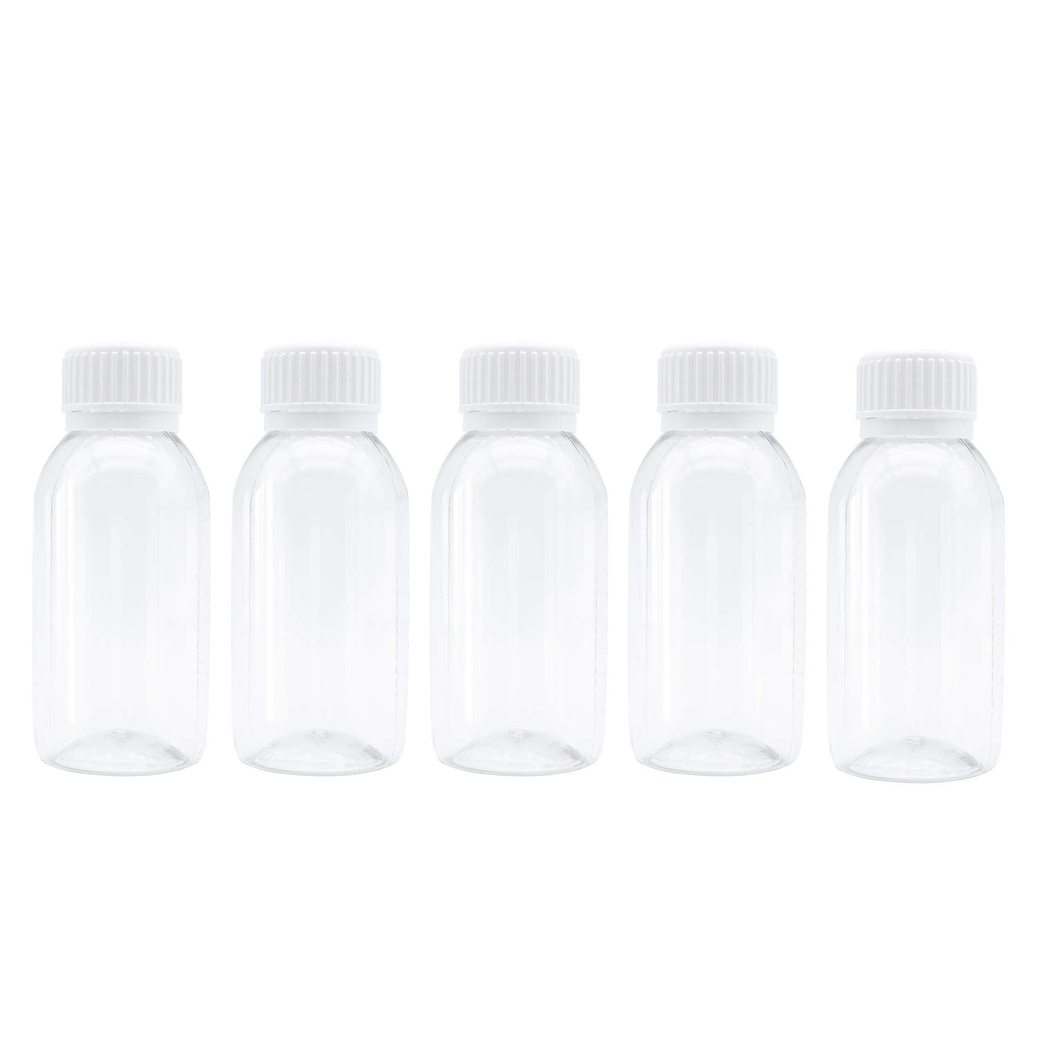 Trendbox Pack Of 5-100Ml Clear Empty Pet Mini Storage 100Ml/100G/100Cc Bottles Hard Plastic Durable Turn Screw Cover Cap Round F