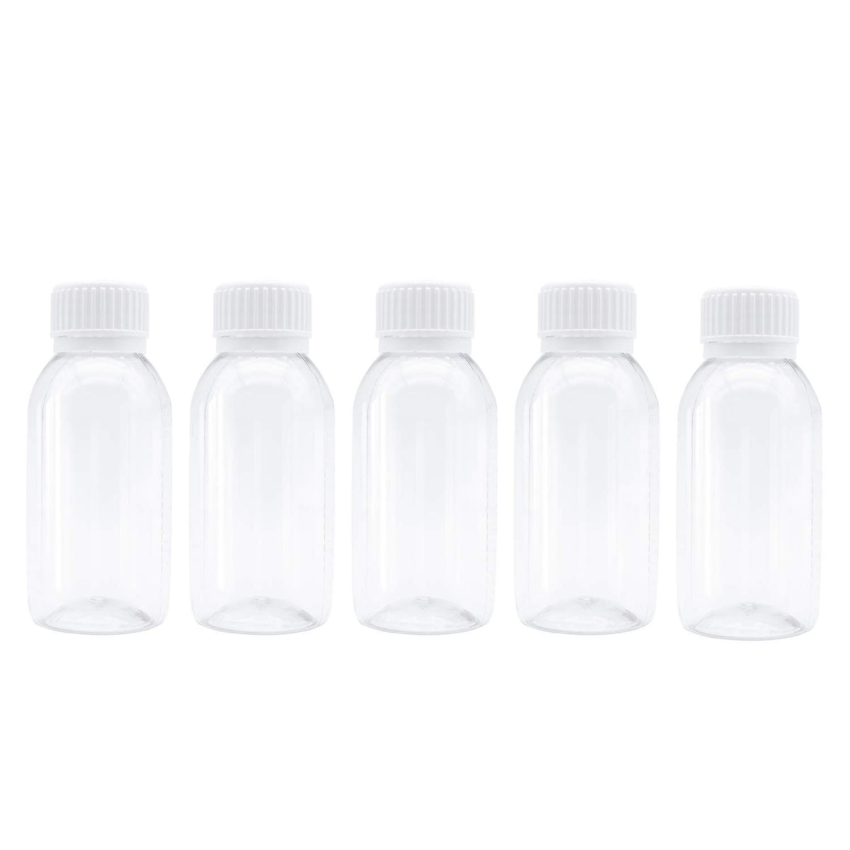 Trendbox Pack Of 5-100Ml Clear Empty Pet Mini Storage 100Ml/100G/100Cc Bottles Hard Plastic Durable Turn Screw Cover Cap Round F