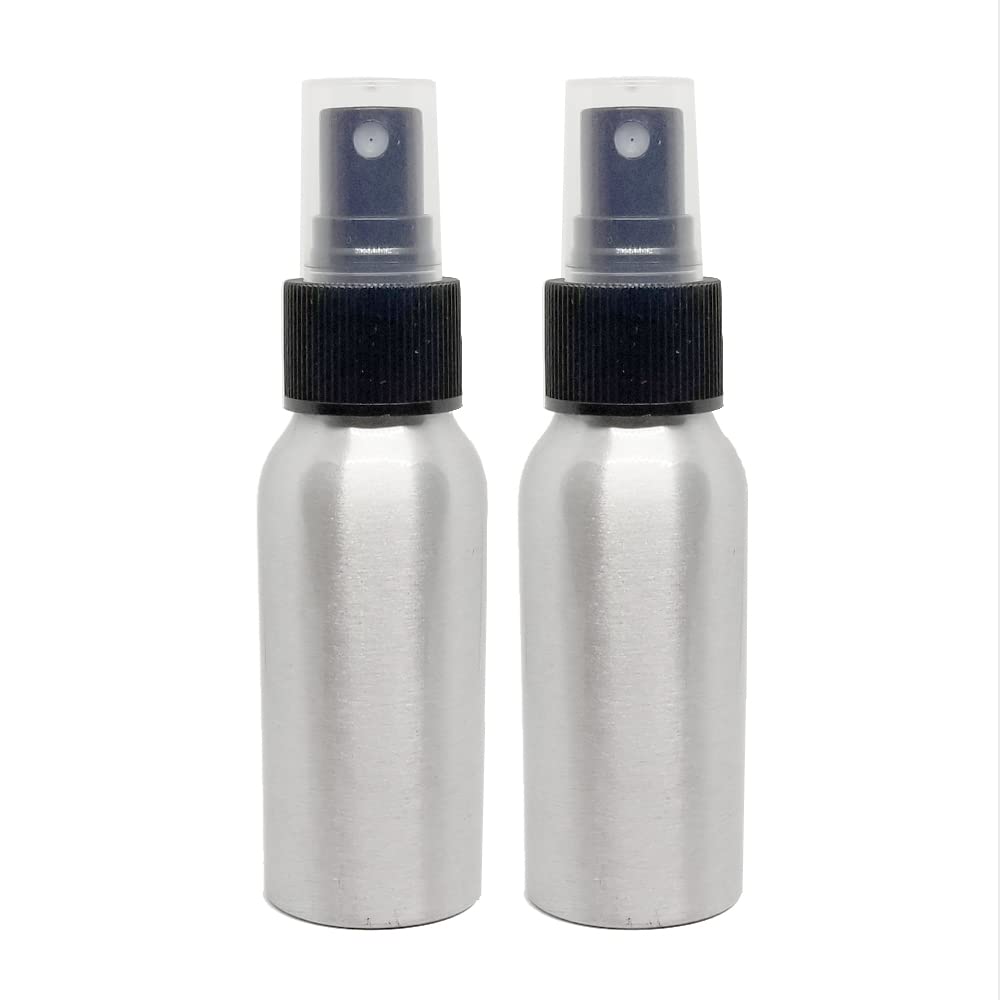 Greenhealth 2 Oz - Aluminum Refillable Travel Spray Bottle W/Black Sprayer (Pack Of 2)