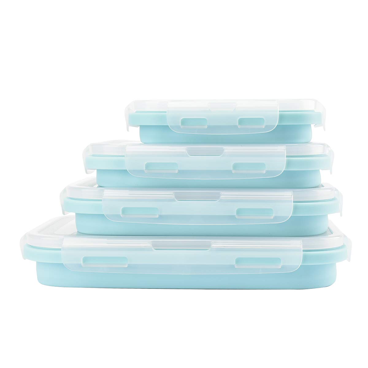 Bagonia Collapsible Silicone Food Storage Containers Set Of 4, Bpa Free Foldable Kitchen Storage Boxes With Airtight Lids, Micro