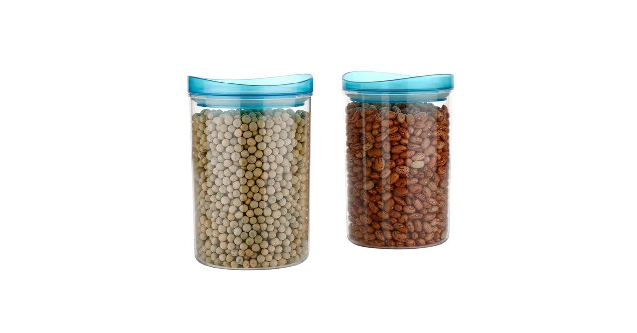 Zetkee Kitchen Storage Containers Set Of 2 | 900 Ml Airtight Plastic Containers | Suitable For Dry Fruits Snacks Grains | Refrig