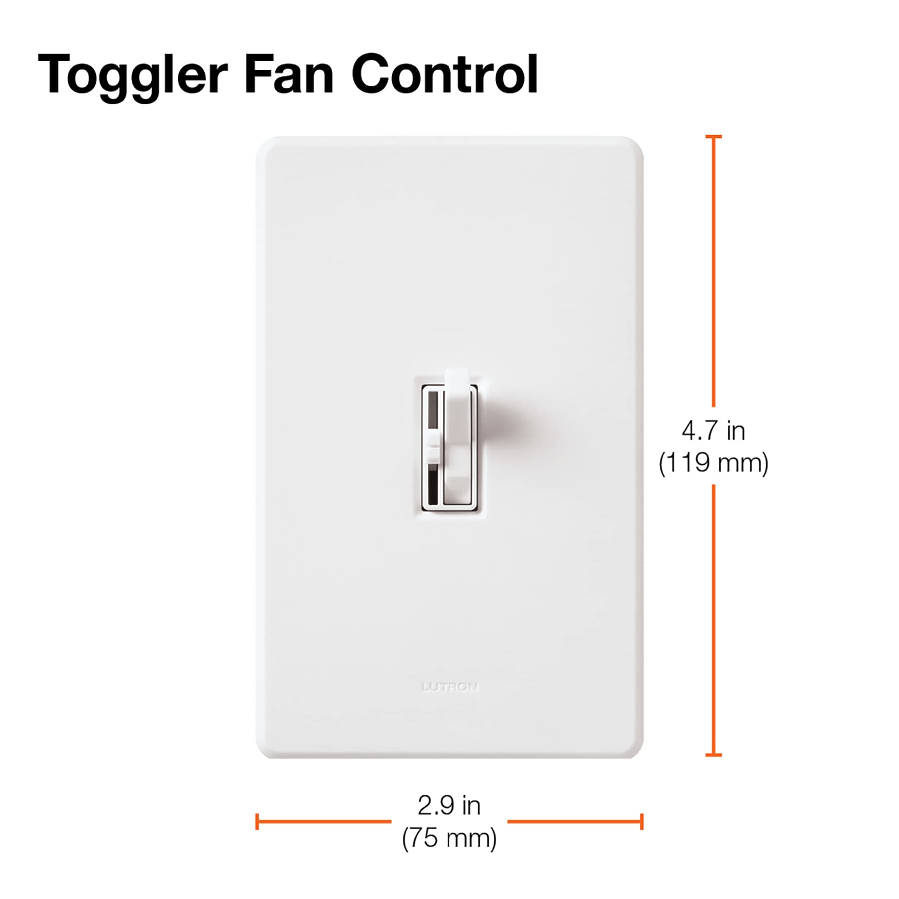 Lutron Toggler 3 Speed Fan Control, 1.5-A Single Pole/3-Way Tgfsq-Fh-Wh, White