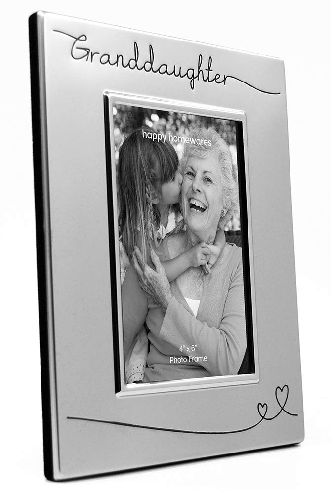 Haysom Interiors Beautiful Two Tone Silver Plated Granddaughter 4 x 6 Picture Frame with Black Velvet | Unique and Thoughtful Gi