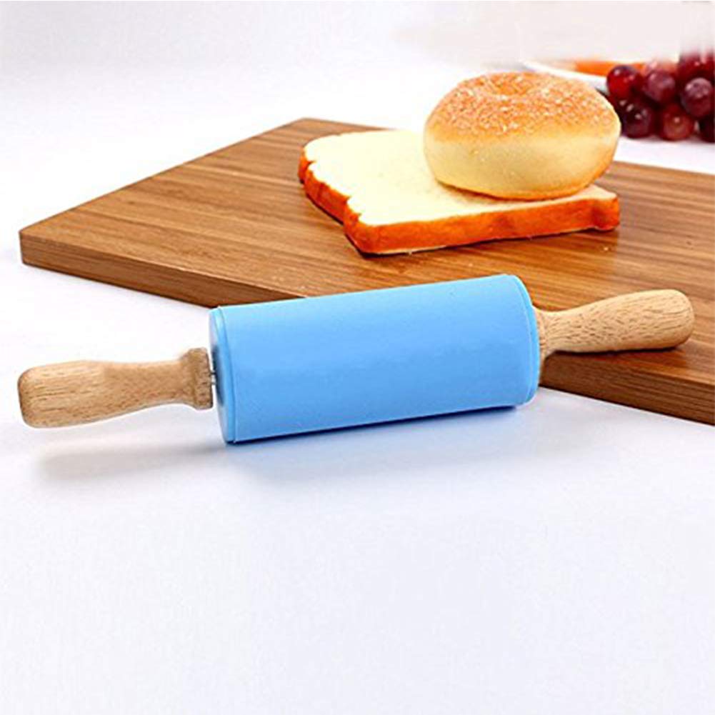 Koogel 9 Inch Mini Rolling Pin, 2 Pcs Wooden Handle Rolling Pin For Kids Dough Rollers For Baking Supplies Home Kitchen