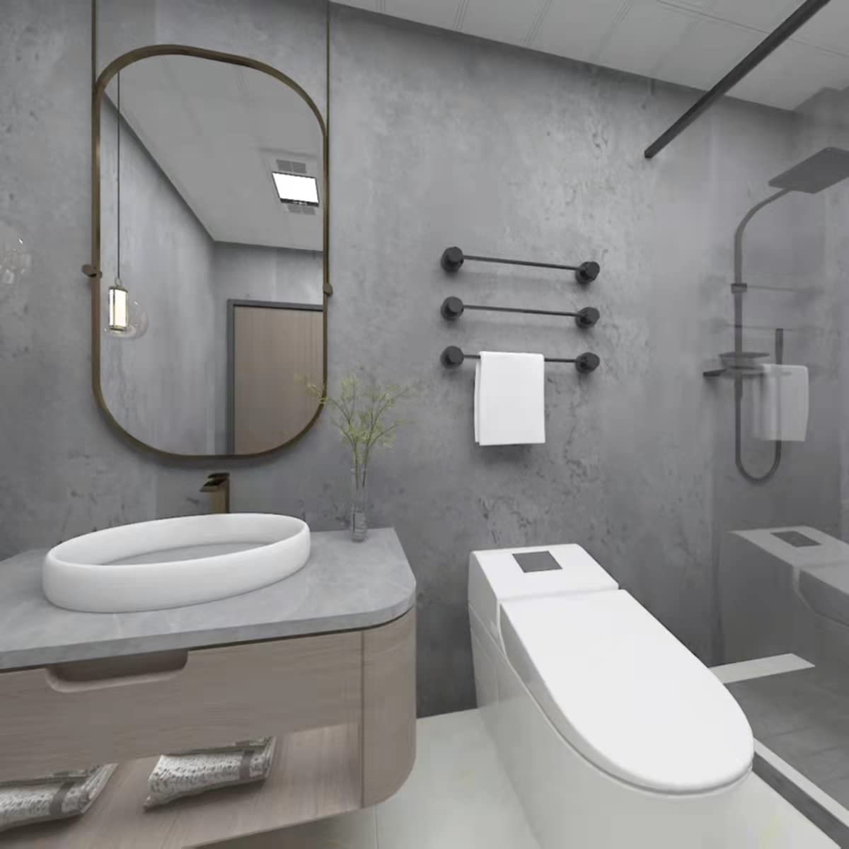 16''  118'' Dark Grey Black Concrete Wallpaper Peel And Stick 3D Matte Textured Thick Concrete Cement Contact Paper Vinyl Wrap R