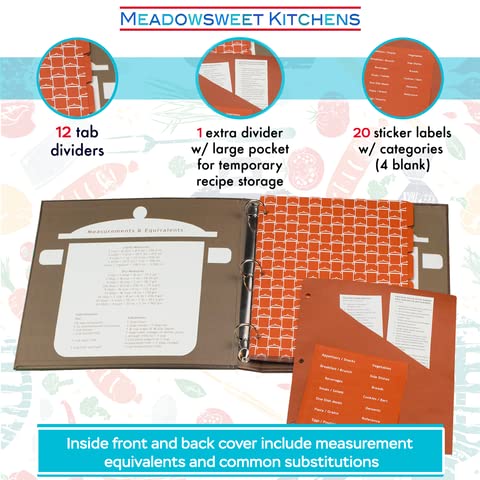 Meadowsweet Kitchens Recipe Binder Organizer - Copper & Brown - Create Your Own Cookbook - CYOCR/CB - Perfect for Recipe Cards & Clippings