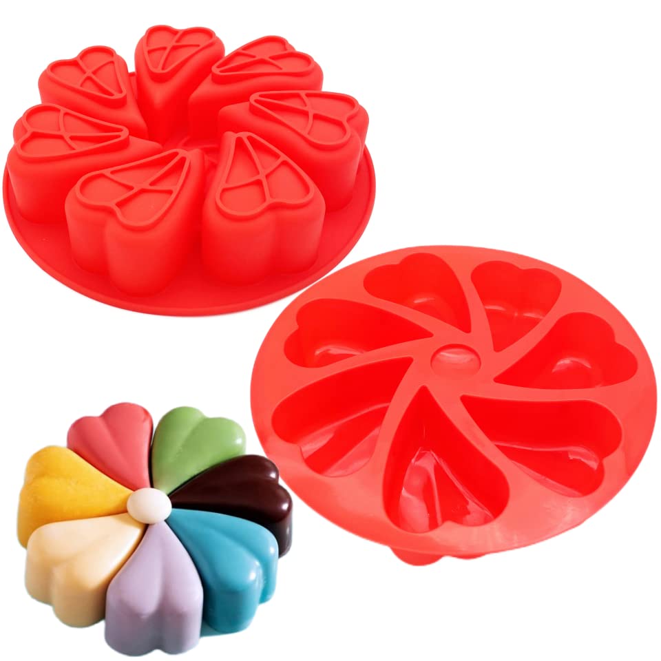 2 Pieces Scone Cake Baking Pan Flower Heart Chocolate Silicone Mold Candy Moulds Dessert Cheesecake Truffle Caramels Jelly Brown