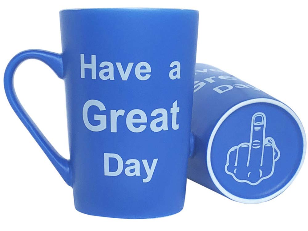 Mauag Funny Christmas Gifts - Porcelain Coffee Mug Have A Great Day Cute Cool Ceramic Cup Light Blue, Best Father 'S Day And Mot