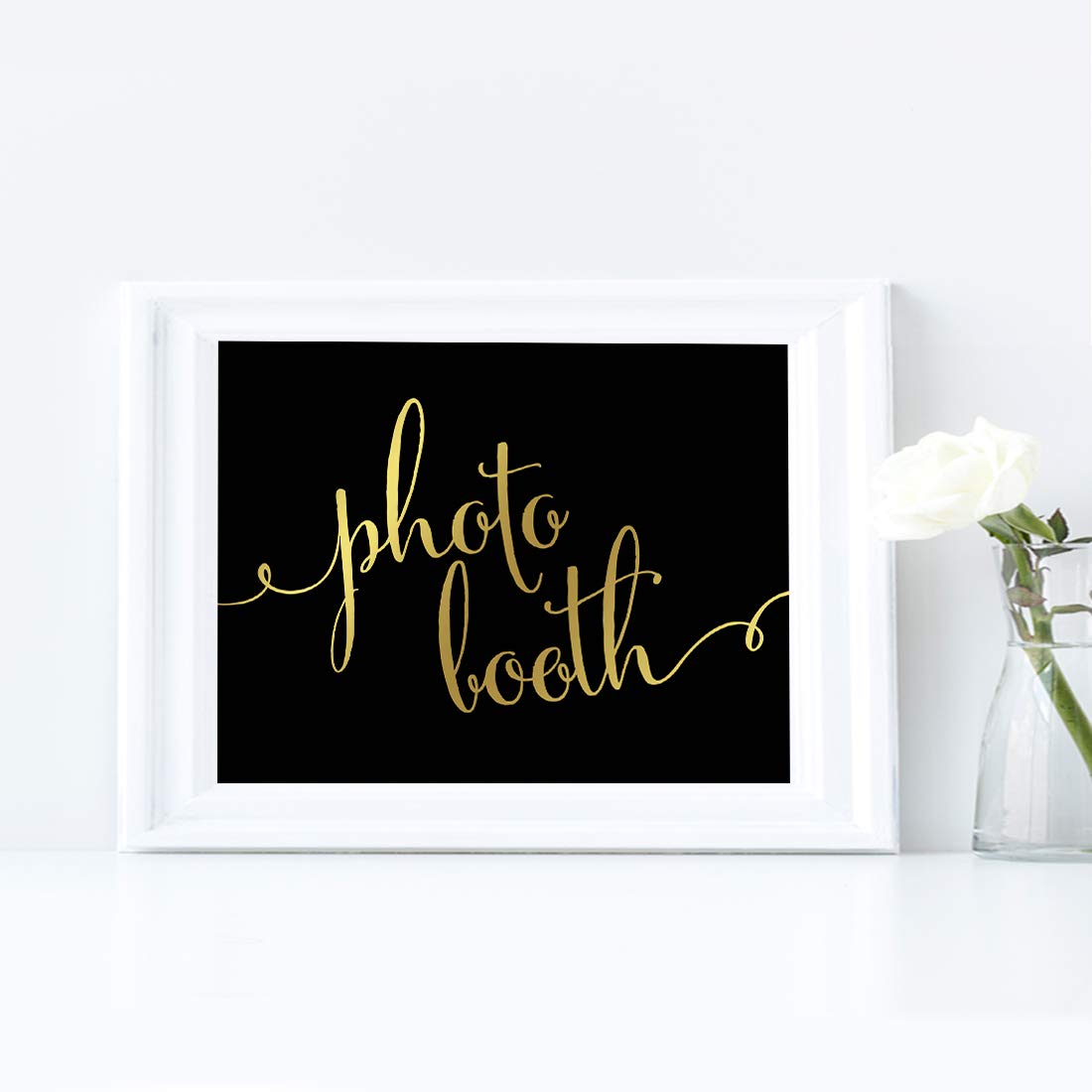 Andaz Press Wedding Party Signs, Black And Metallic Gold Ink, 8.5X11-Inch, Photo Booth Sign, 1-, Unframed