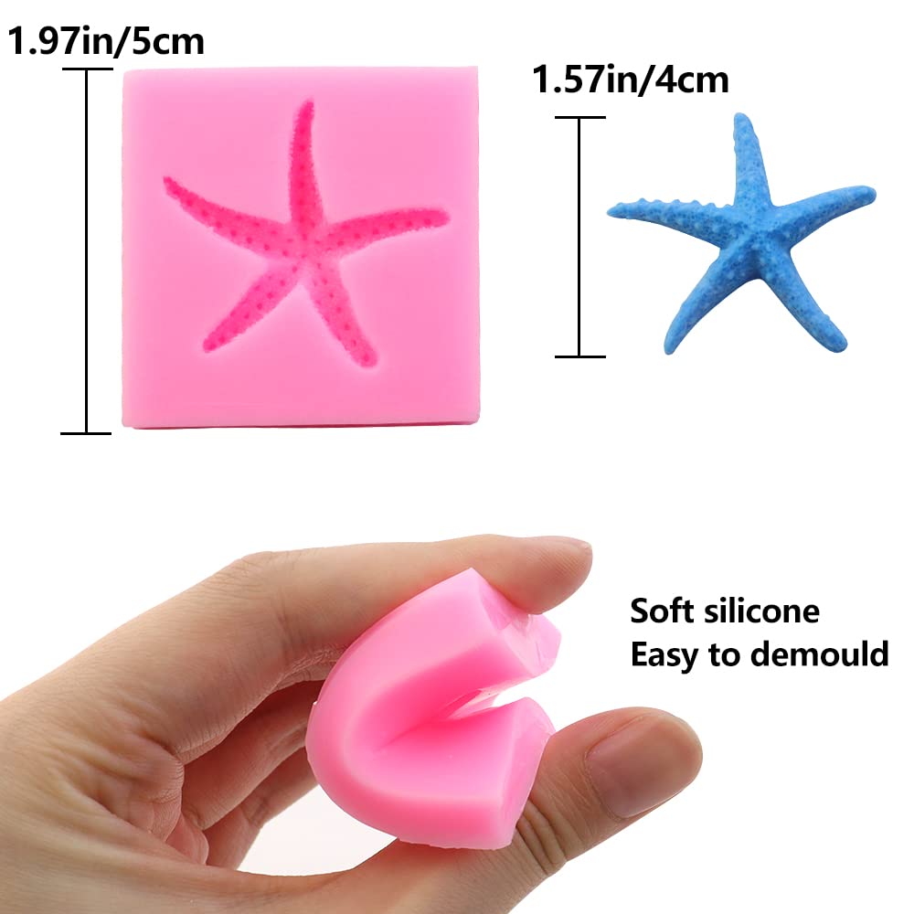 JOGILBOY 3D Starfish Silicone Mold - 2 Pieces, Pink, 0.1 Size, Ideal for Fondant, Jelly, Chocolate, Cake Decoration and Soap Making