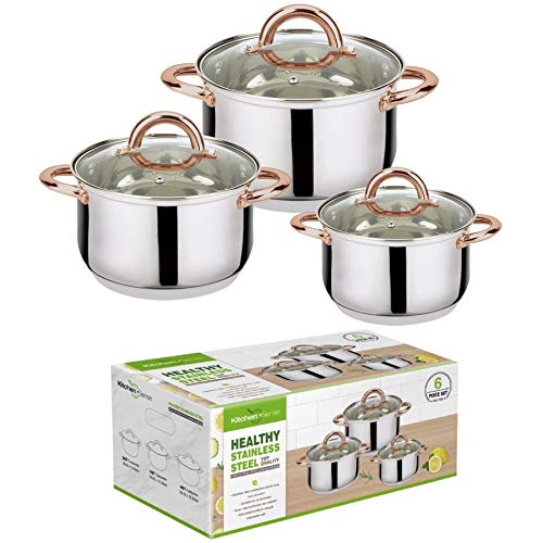 American Dream 6-Piece Stainless Steel Casserole Set Pots and Lids