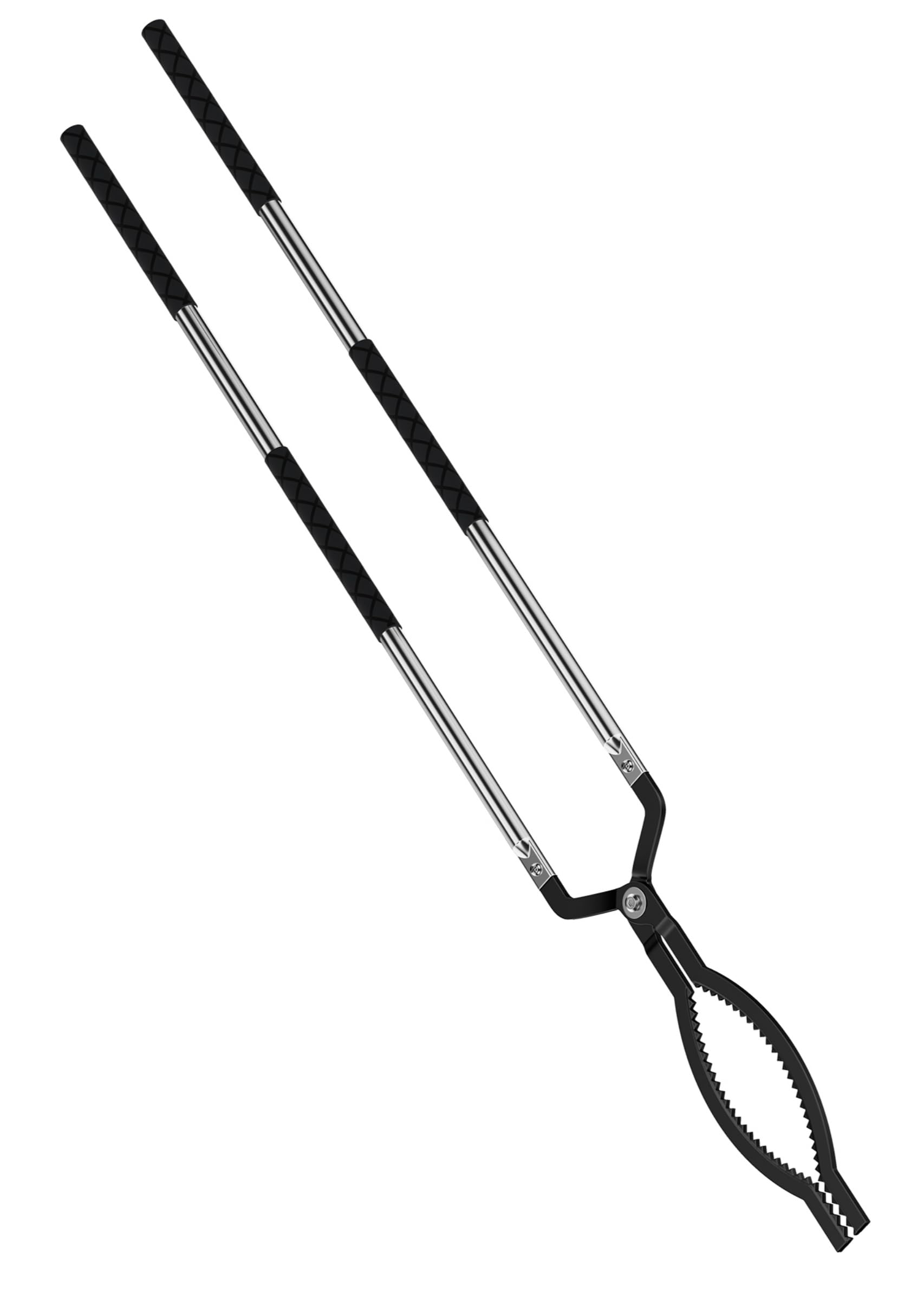 Raomeide 41 Inches Expandable Fire Tongs For Fire Pit Outside Heavy Duty Firewood Log Grabber Claw Stainless Steel Fireplace Too