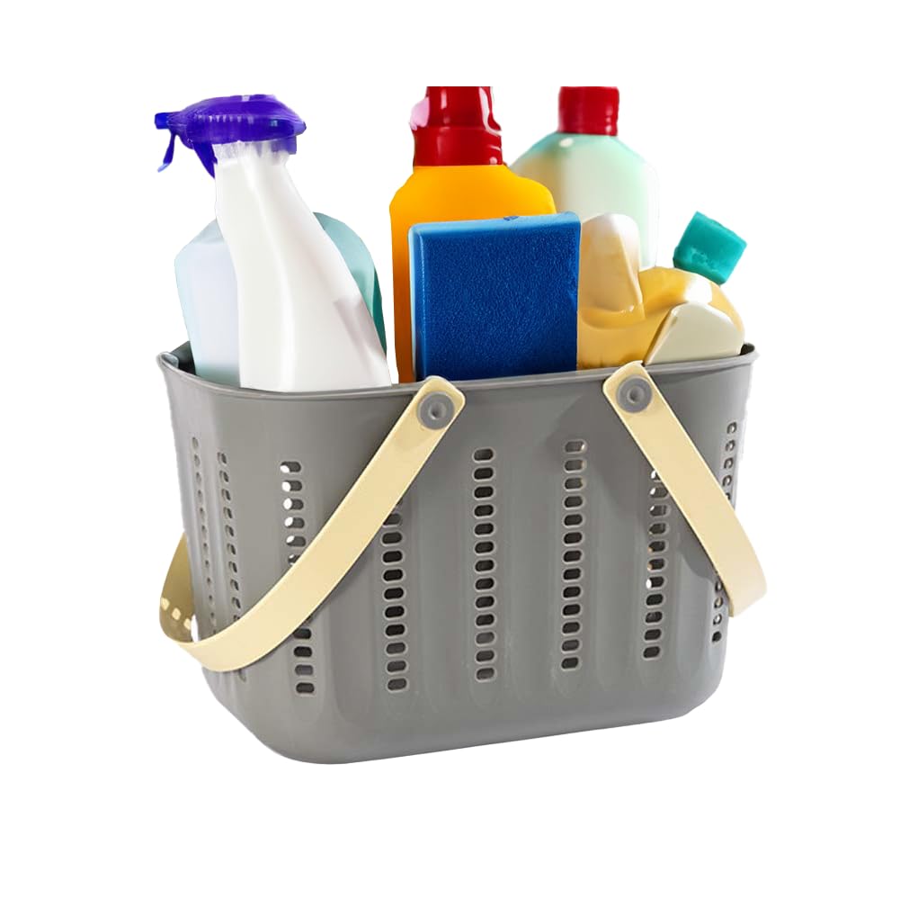Kamuavni Portable Shower Caddy Tote Organizer Basket, Plastic Basket With Handle Hollow Out Storage Caddy Tote Bin For Tool, Gar