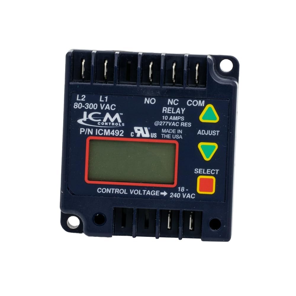 ICM Controls ICM492 Single Phase Voltage Monitor - 80-300 VAC, LCD Display, 5-Fault Memory, Over/Under Voltage & Diagnostics Pro