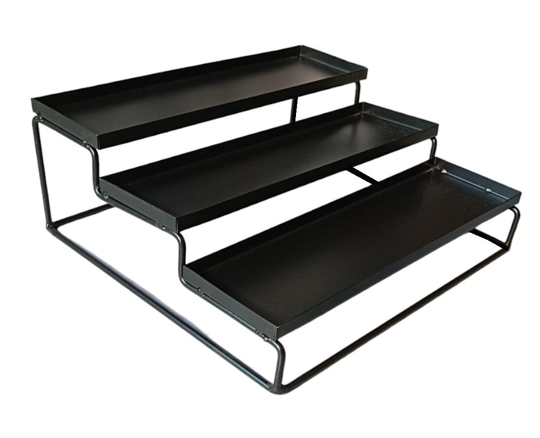 Cri8Hub Kitchen 3Tier Step Standing Rack Kitchen Spice Bottle Rack Organizer For Cabinet Cupboard Pantry Shelf Bathroom Organiz