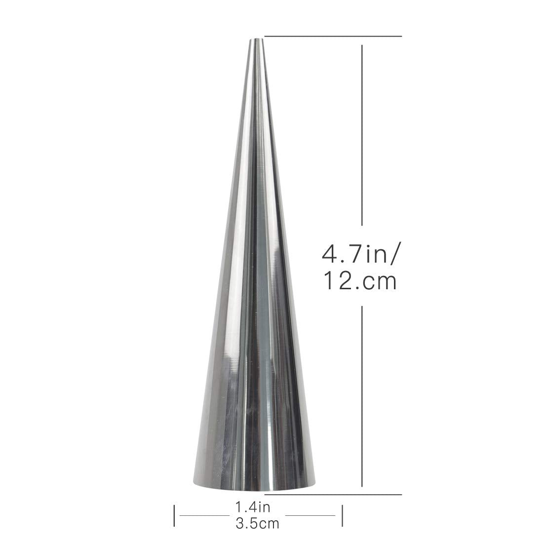 Kslong Cream Horn Molds 12Pcs Large Size 4.7 Inch Baking Cones Stainless Steel Roll Horn Forms Conical Danish Pastry Croissant C