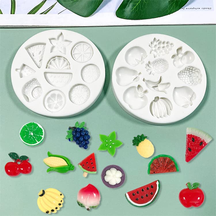 Cestony 2Pcs Mini Fruit Watermelon Banana Strawberry Lemon Kiwi Tangerine Slice Shape Silicone Molds For Diy Cake Fondant Biscui