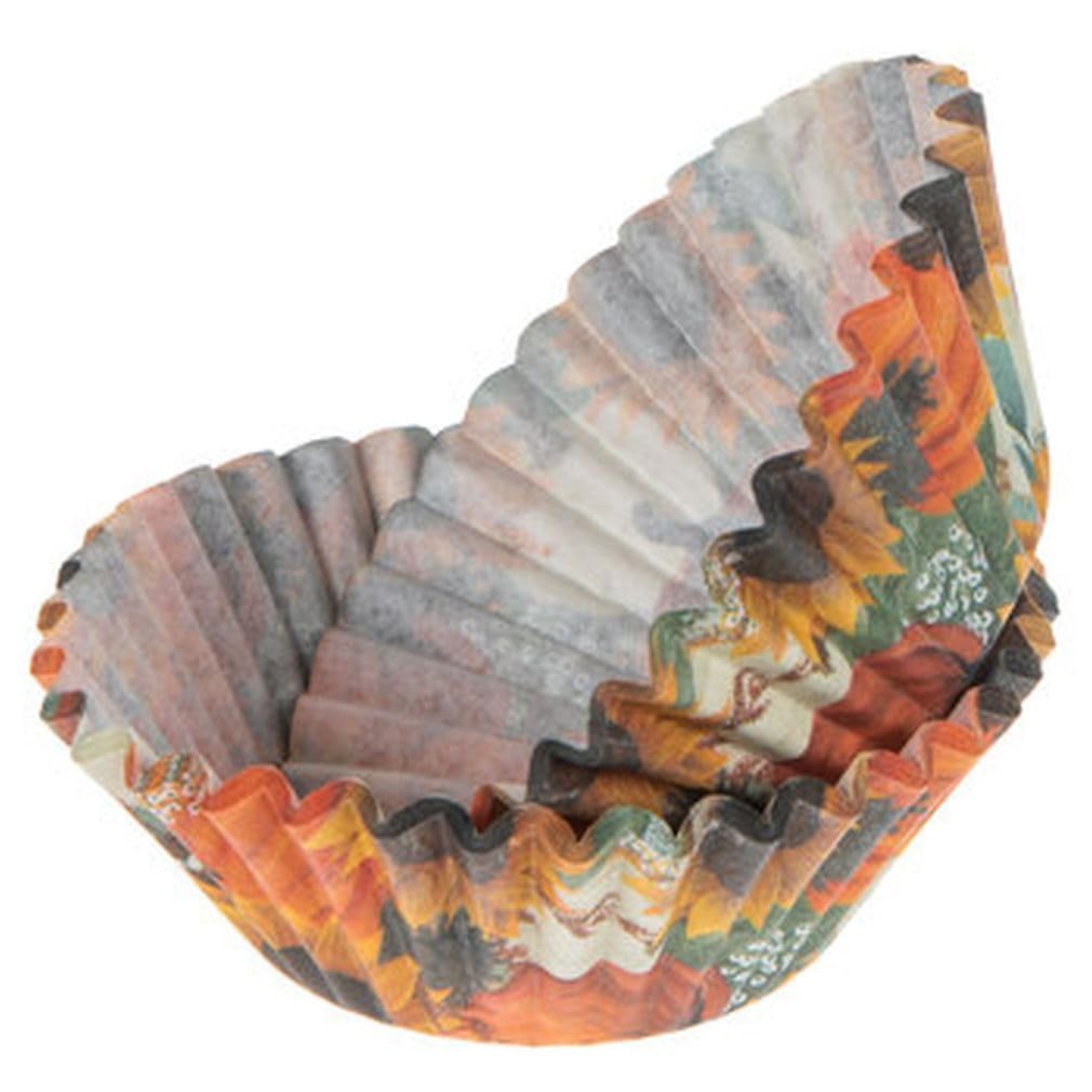 Sunflowers And Pumpkins Decorative Baking Cups - Patterned Paper Liners For Cupcakes, Muffins (Standard Sized) - 50 Count