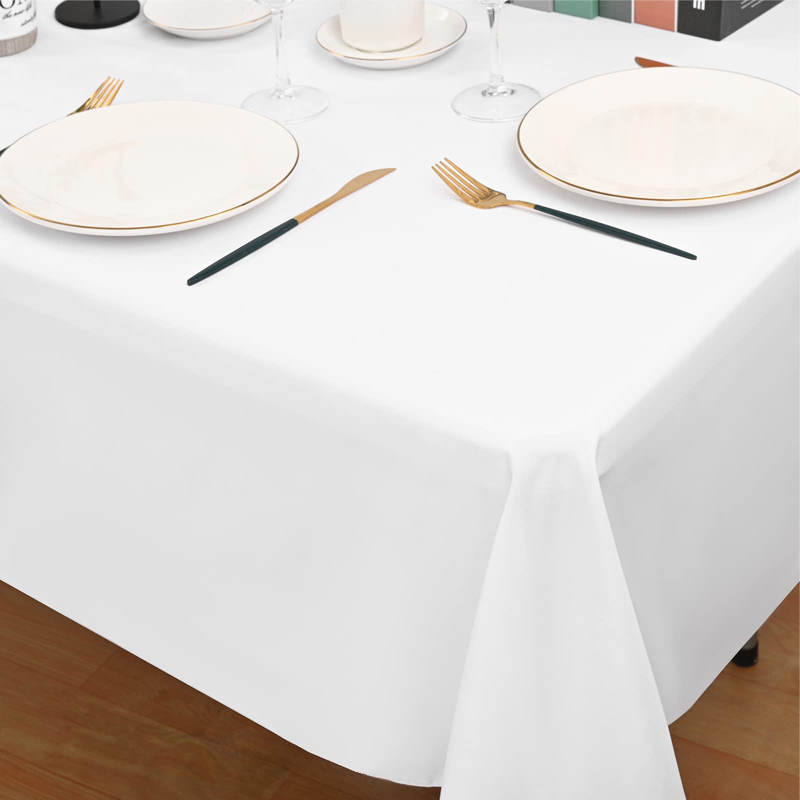10 Pack Polyester Tablecloth, 60 X 102 Inch White Polyester Table Cloth For 6 Feet Rectangle Tables, Stain And Wrinkle Resistant
