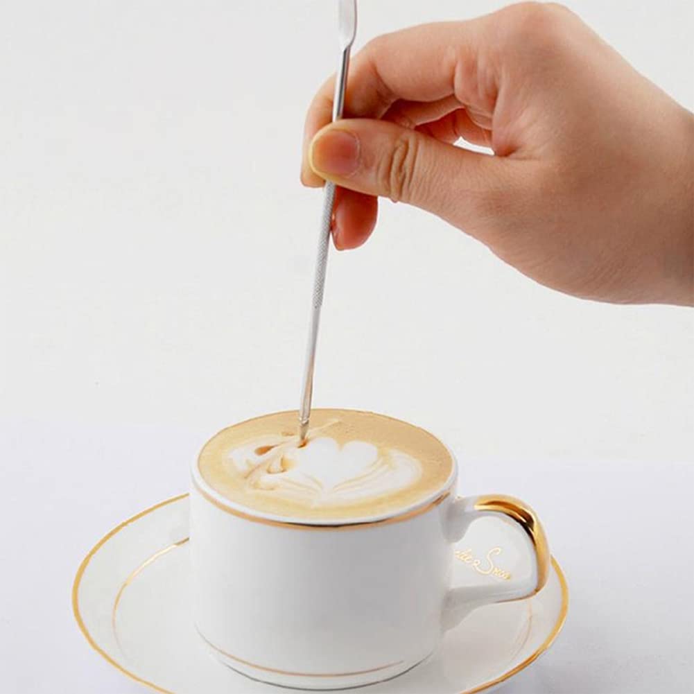 3Pcs Coffee Art Pen 5.3Inch Stainless Steel Coffee Fancy Stitch Needles For Cafe Home Kitchen Coffee Latte Decorating