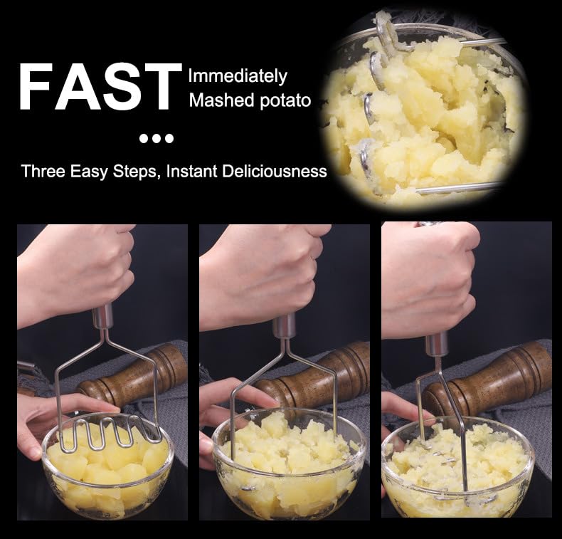 Akoak 1 Pack Stainless Steel Potato Masher, Creative Mash Press, Kitchen Tools - Easy To Make Mashed Potatoes
