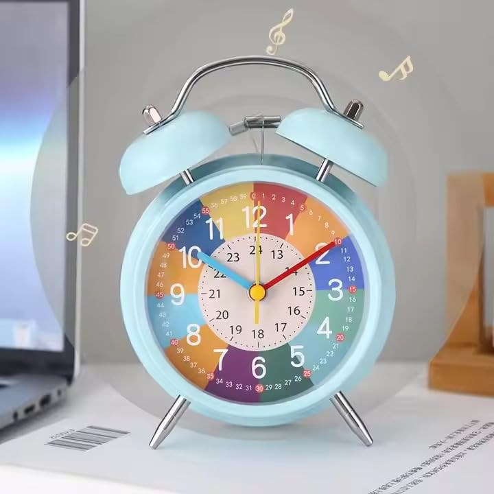 Buqaro Vintage Twin Bell Analog Display Table Alarm Metal Clock With Night Led Light Heavy Slippers Extra Loud Alarm Clock Ideal