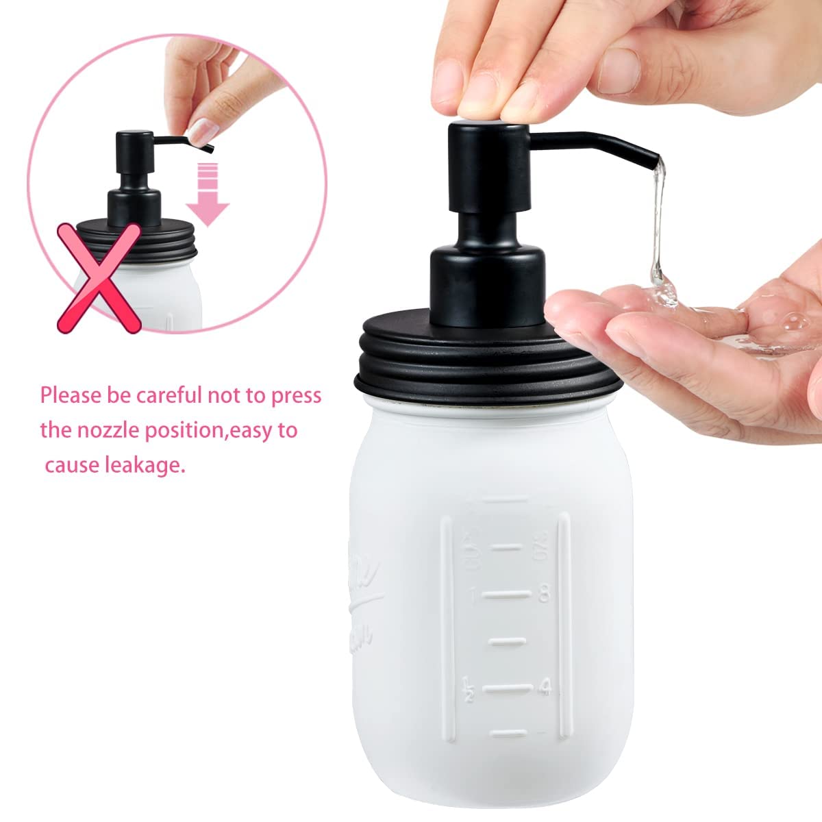 Amolliar Mason Jar Bathroom Accessories Set (4 Pack)-White Retro Lotion Soap Dispenser & 2 Apothecary Jars & Toothbrush Holder-