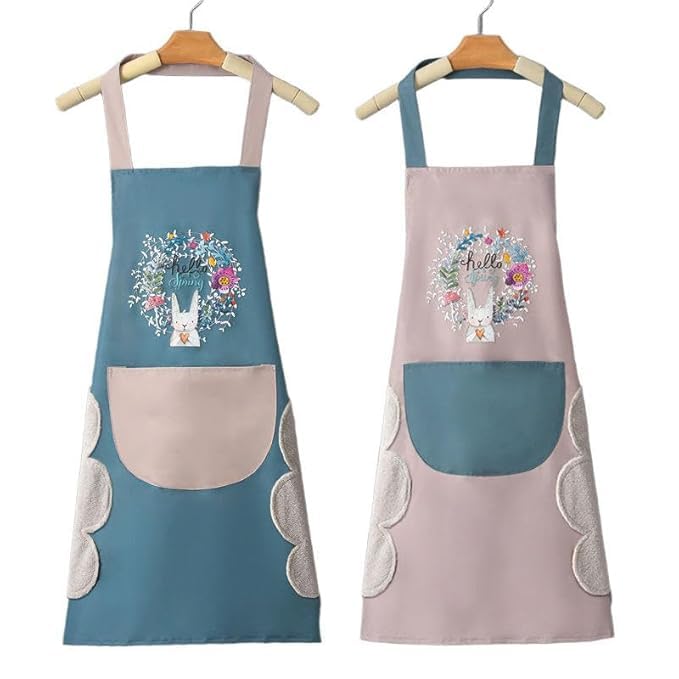 Mountblue Waterproof Kitchen Apron For Women | Cooking & Baking Apron With Big Front Pocket And Handwiping Towel | Comfortable