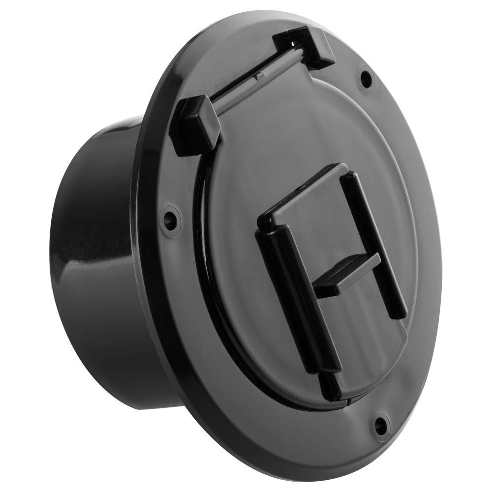 Halotronics RV 4 14-inch Round Electrical cable Hatch for 30 Amp cords (Black)