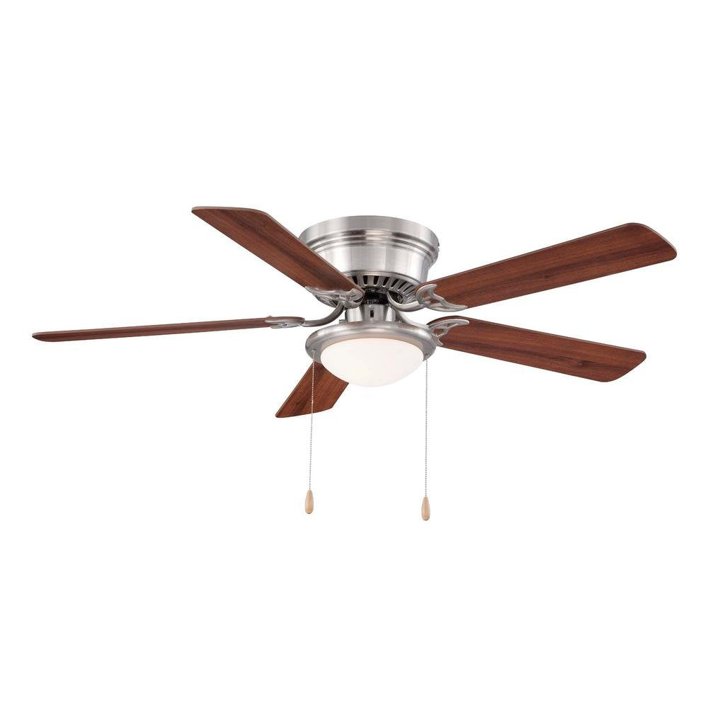 PRIVATE BRAND UNBRANDED Hugger 52 in. LED Indoor Brushed Nickel Ceiling Fan with Light Kit AL383LED-BN