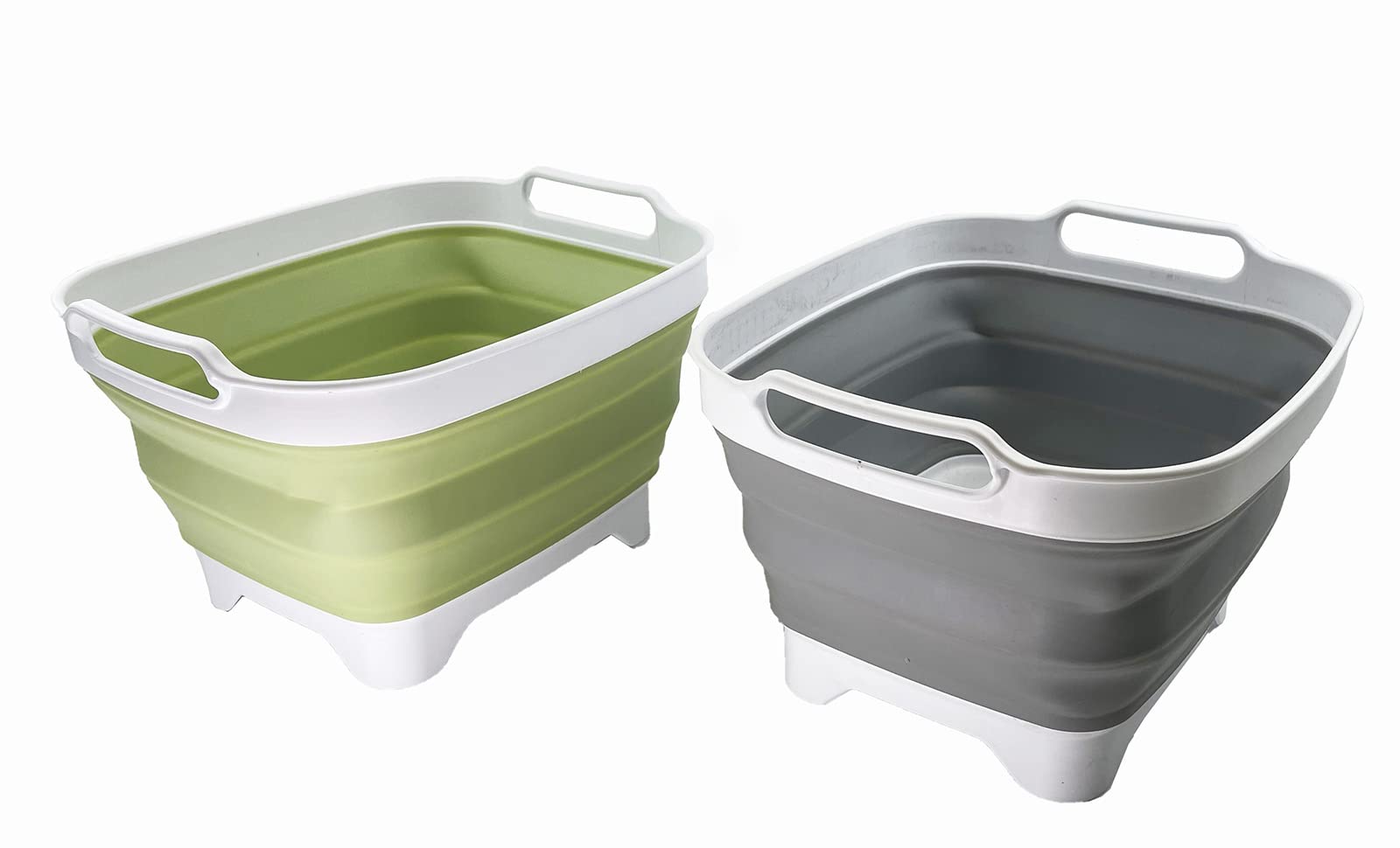 Sammart 7.5L (2 Gallons) Collapsible Plastic Dishpan With Draining Plug - Portable Washing Basin - Foldable Washing Tub - Pop Up