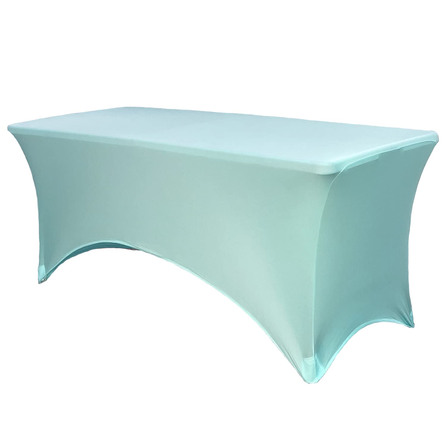 Your Chair Covers - 6 Ft Rectangular Fitted Spandex Tablecloths Patio Table Cover Stretchable Tablecloth - Robin Egg