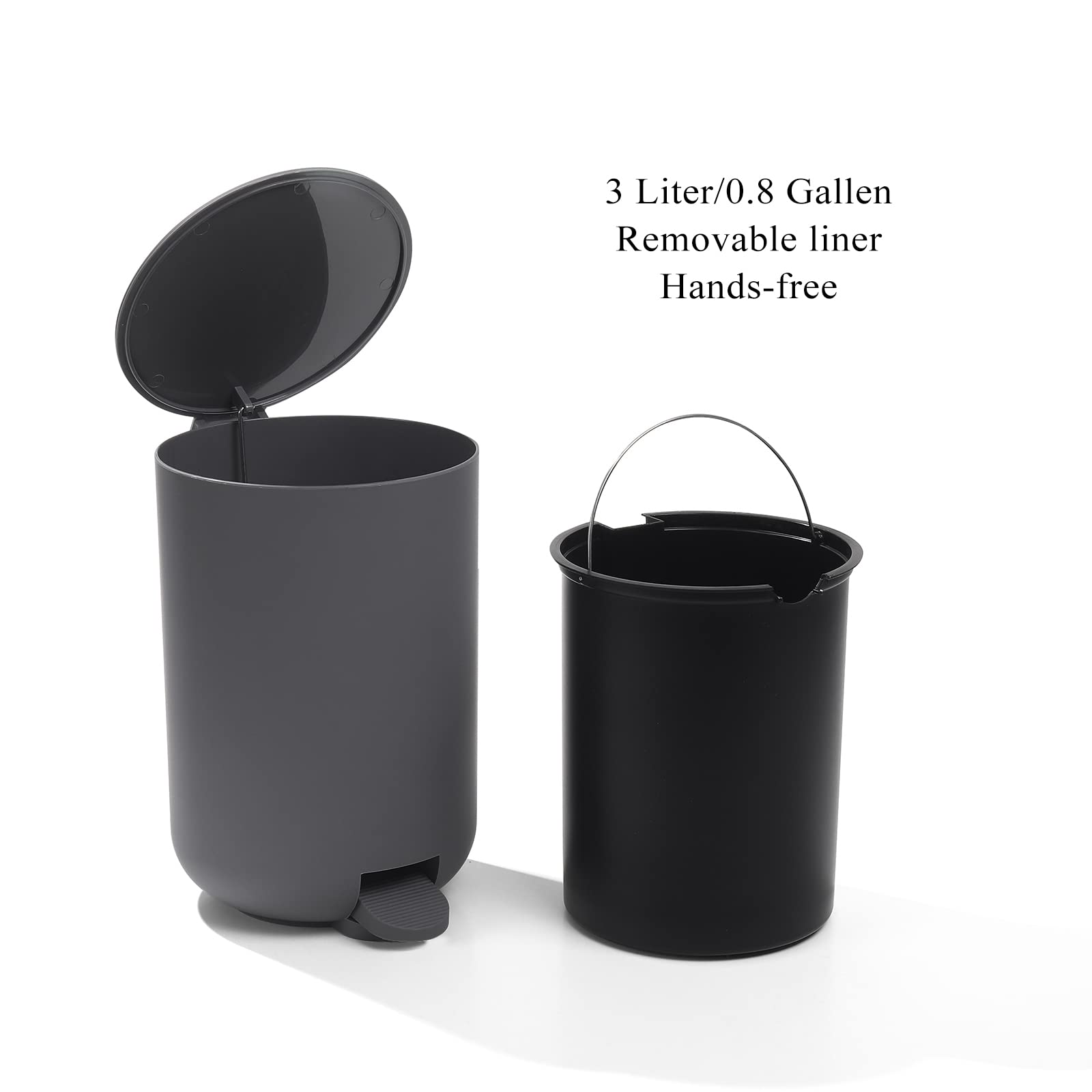 Gahefy Grey Bathroom Accessories Set With Small Trash Can 3 Liter/0.8 Gallon,Toothbrush Holder,Soap Dispenser,Vanity Tray,Toilet