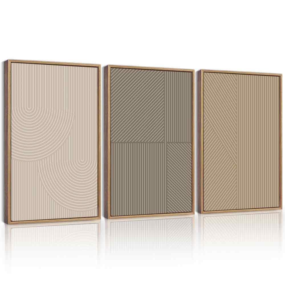 Kuvioke Minimalist Abstract Bohemian Framed Wall Art Modern Boho Neutral Line Wall Decor Geometric Artwork Bedroom Dining Room 1