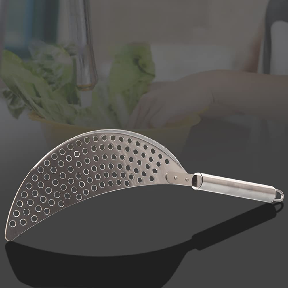2 Pack Crescent Pot Strainer Stainless Steel Grease Pasta Strainer Insert Drainer With Handheld For Different Pot Pan Kitchen To