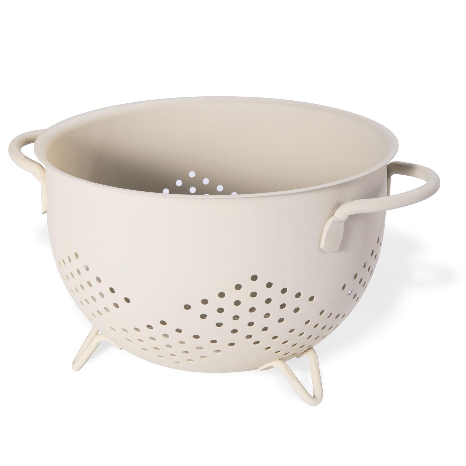 Metal Colander 5 Quart Powder Coated Self-Draining Metal Strainer With Base,Kitchen Pasta Fruit Vegetable Basket With Double Han