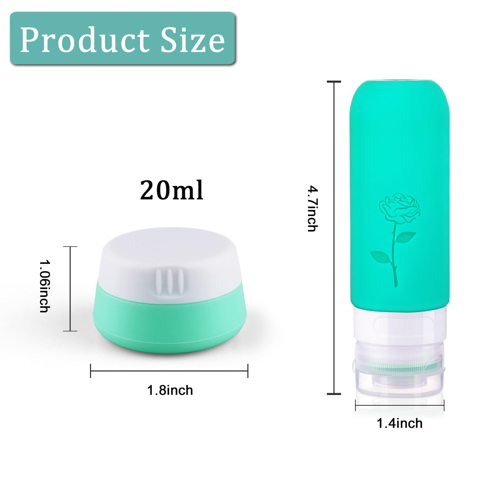 Kitchen Gims Small Travel Size Container For Cream 3Pcs Mini Silicone Makeup Jar And 1Pcs Tiny Squeeze Bottle, Tsa Approved Leak