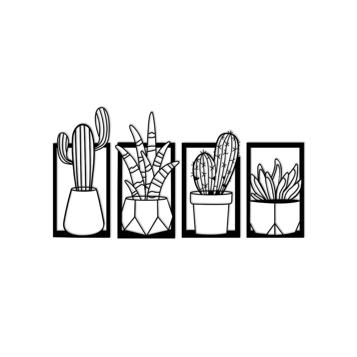 Triad basics Home Decor Items 4 Pieces Cactus Wall Decor For Living Room, Bedroom, And Kitchen - Stylish Showpieces For Home Dec