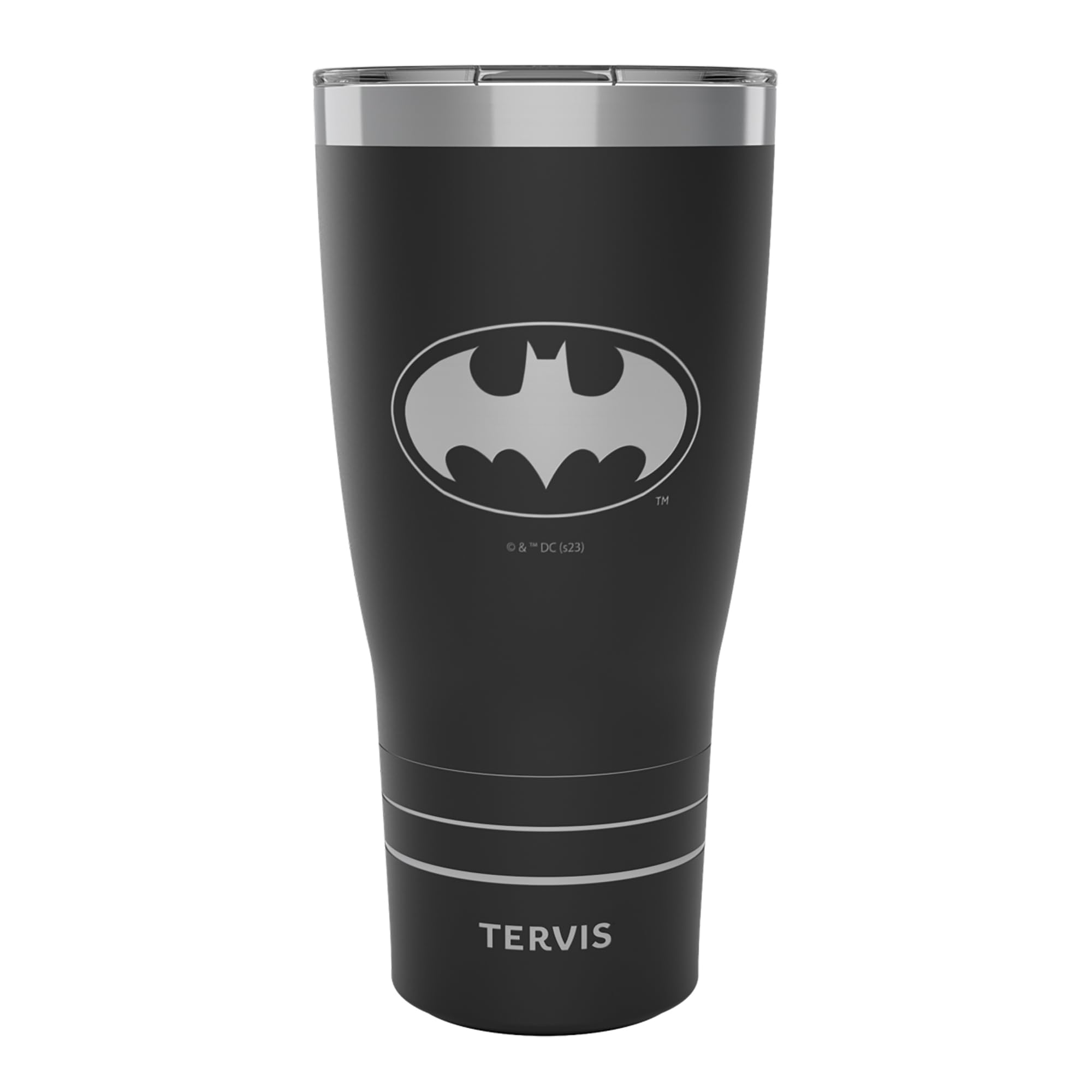 Tervis Traveler DC Comics Batman Logo Engraved on Onyx Shadow Triple Walled Insulated Tumbler Travel Cup Keeps Drinks Cold & Hot