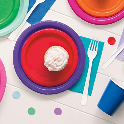 Ruby Red Solid Round Dessert Paper Plates - 7'' (Pack Of 20) - Vibrant Party Plates For Appetizing Treats - Perfect For Birthday