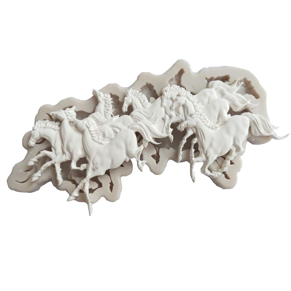 Animals Run Horse Shape Fondant Diy 3D Cute Cake Silicone Mold Tools For Make Chocolates Hard Candies Desserts Ice Candles Cake