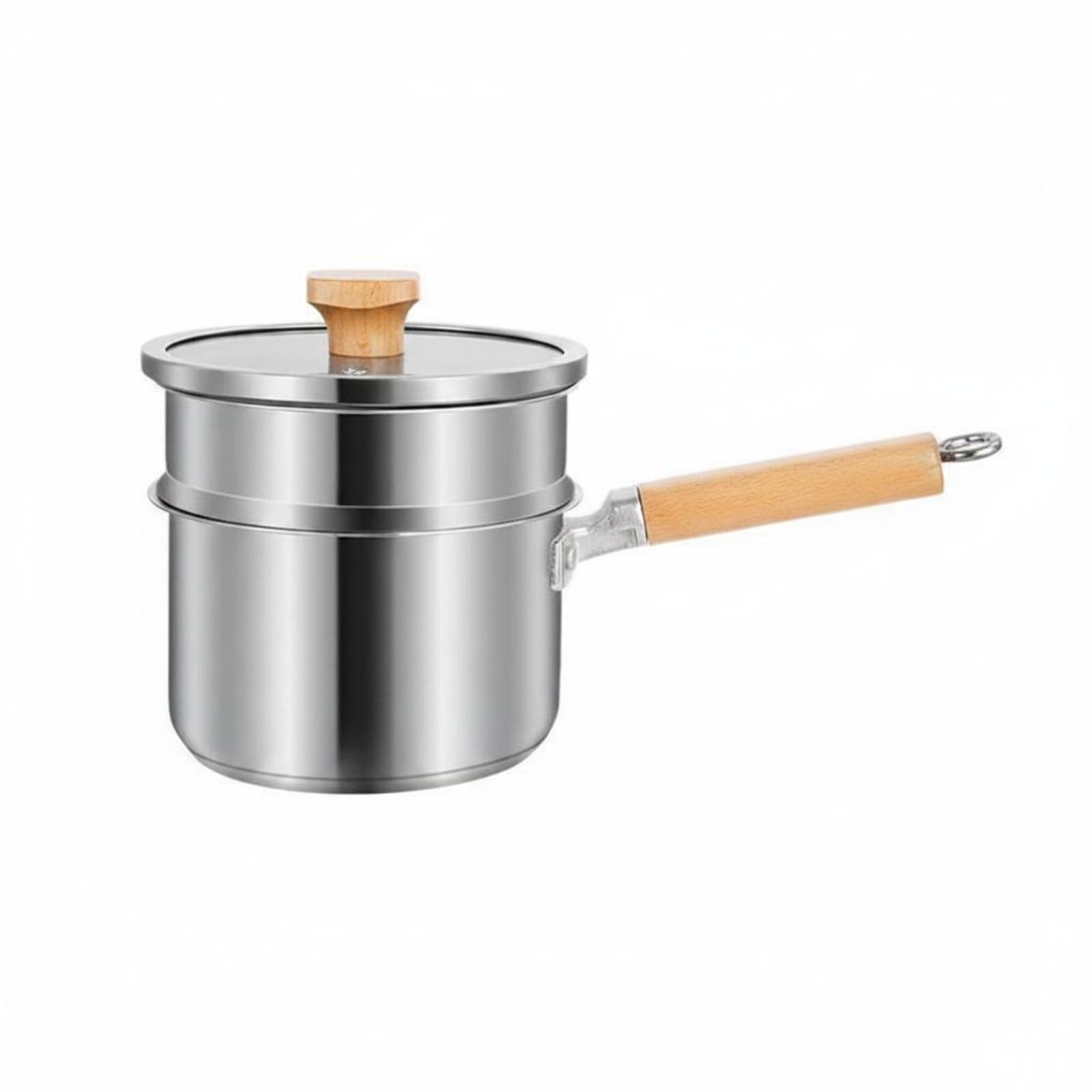KinderCoring Double Layer Cookware Stainless Steel Saucepan Milk Pot Stockpot Steamer With Level Marks And Composite Double Bott