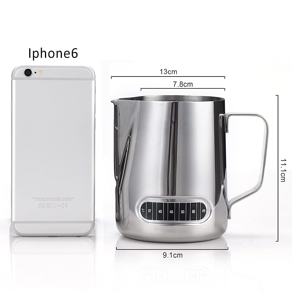 Dailyart 600Ml/20 Oz Milk Frothing Pitcher With Integrated Thermometer, 304 Stainless Steel Milk Frother Cup, Espresso Accessori