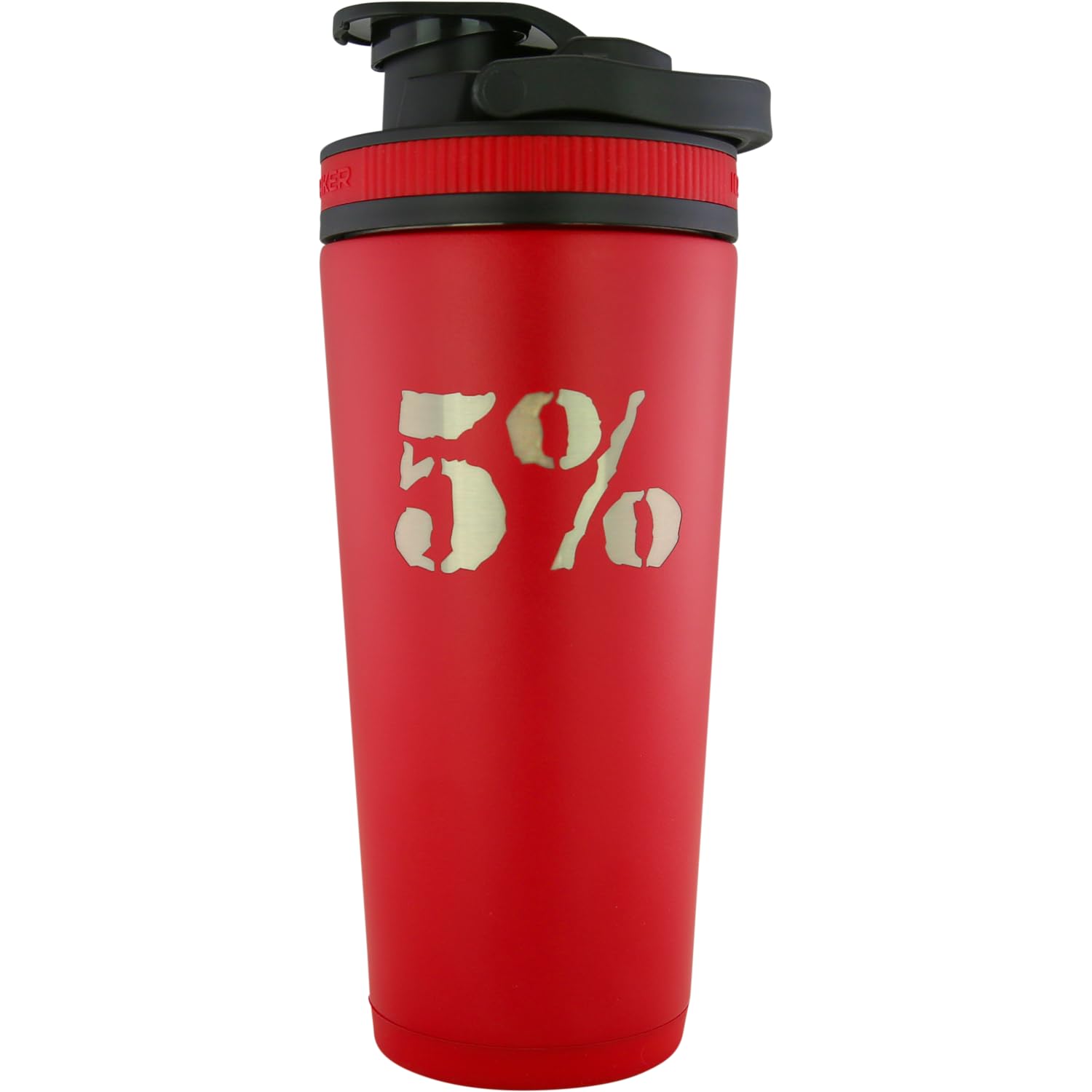 5% Nutrition Rich Piana Red & Silver Ice Shaker Bottle (26 oz)