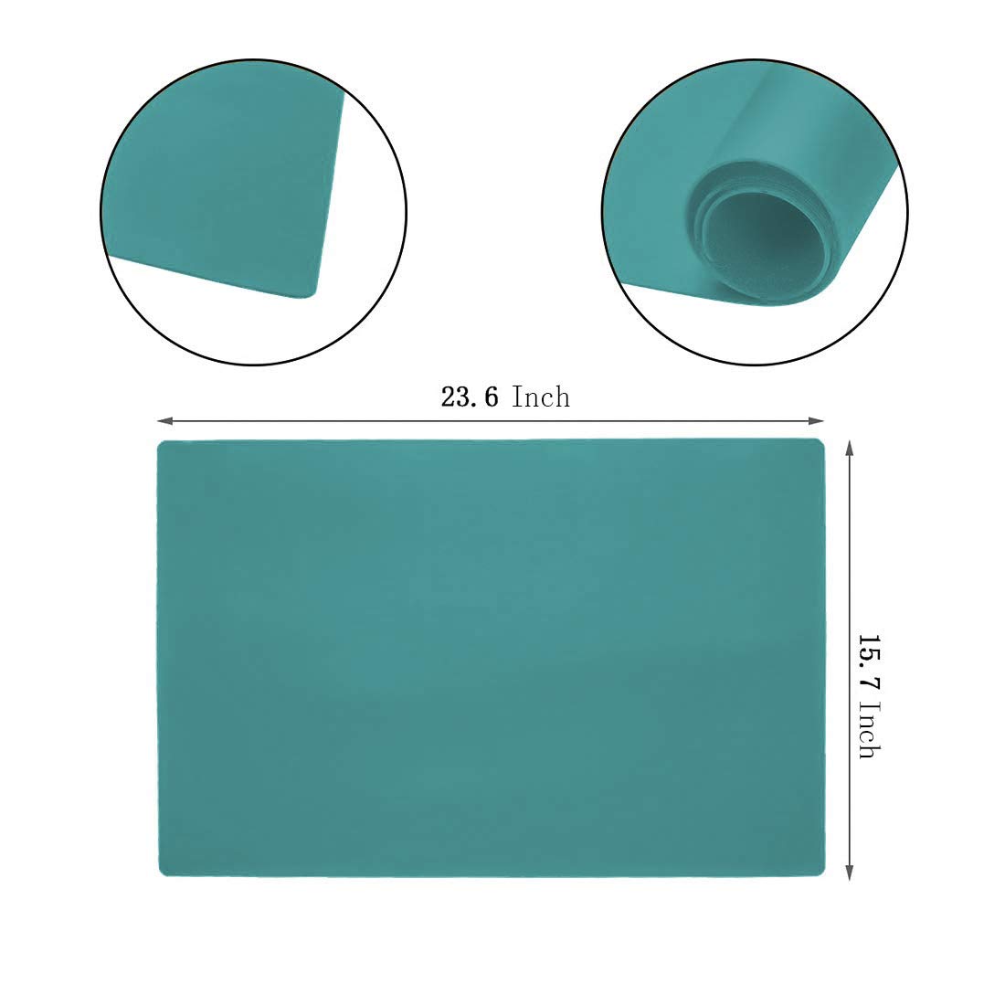23.6 ' ' By 15.7 ' 'Flexible Silicone Placemat Non Slip Waterproof Heat Resistant Dinner Table Mat (Dark Green-1 Pcs)